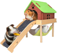 3 in 1 Enlarged Guinea Pig Hammock - Green Roof