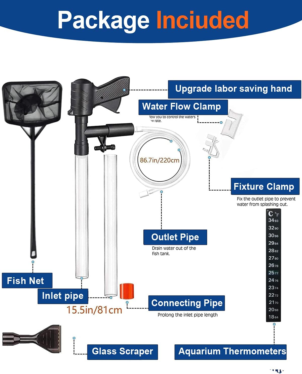 Aquarium Gravel Cleaner Vacuum Fish Tank Cleaner Tools Kit – Essentials for Fish - image 2
