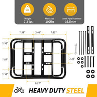 Bike Basket Rear with Liner,Waterproof Cover,Cargo Net Large Rear Bike Basket,Heavy Duty Bicycle Rear Basket for Electric Bike, Ebike,Great for Bike Trip,Carrying Grocery,Ball,Dog