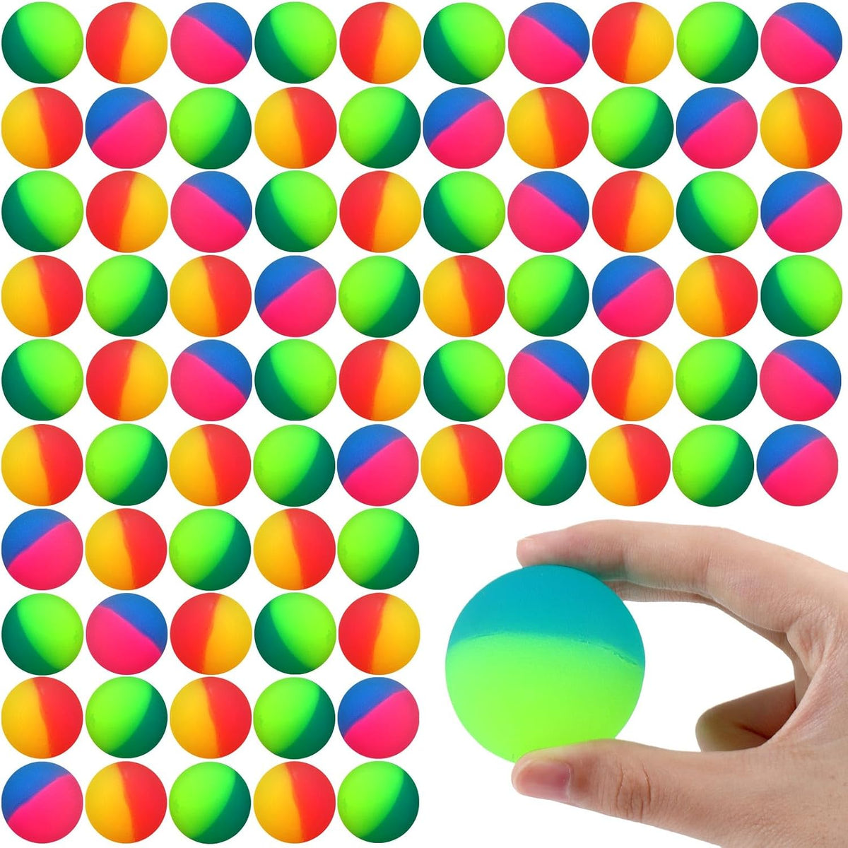Jenaai 50 pack 45 mm two-color rubber bouncy balls - view 6