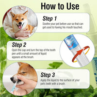 3PCS Pet Toothbrush Pen,Teeth Brightening Pen for Dog-Pet Dog/Cat Teeth Cleaning Pen for Dental Care,Dogs Cats Natural Plants Tartar Remover Tool