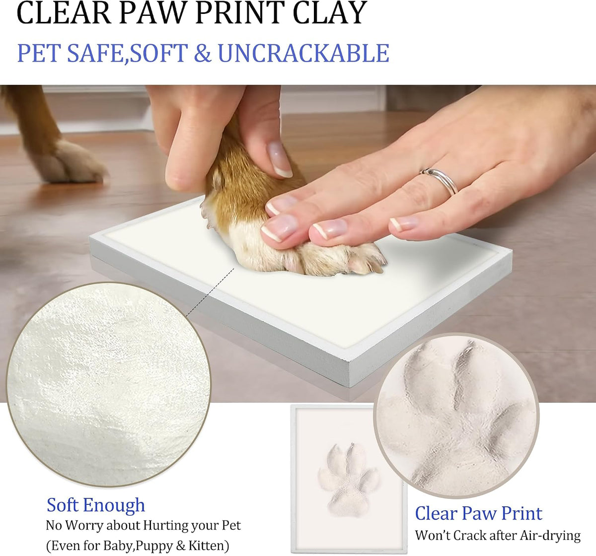 MYPAWLETS Clay Paw Print Kit for Dog Cat - Medium-Large White - image 3