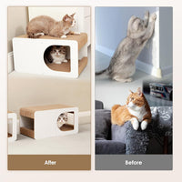 EHEYCIGA Cardboard Cat Scratcher House - 20x11.5x10.5inch / White - image 2