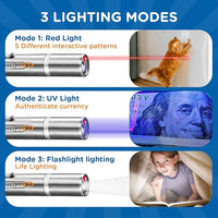 Cat Pointer Toy 2 Pack, Red LED Light Pointer Cat Toys for Indoor, USB Rechargeable 3 Light Colors Interactive Pet Toys, Chaser Training Interactive Toy