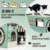ARGOPET Cat Cardboard House with 2 PCS Scratching Pads – Essentials for Cats - New-Green - image 3