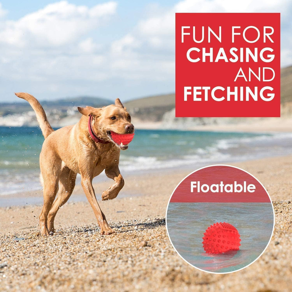 3" Squeaky Dog Balls for Aggressive Chewers - 3" (Small Dog) / Red - image 3