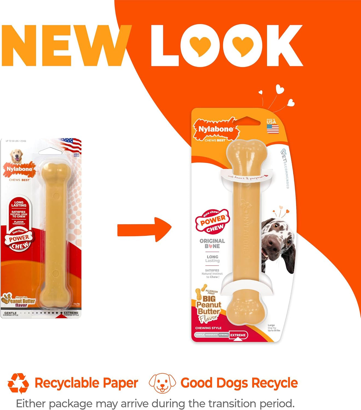 Nylabone Power Chew Original Bone Dog Chew Toys - Peanut Butter / Large - image 2