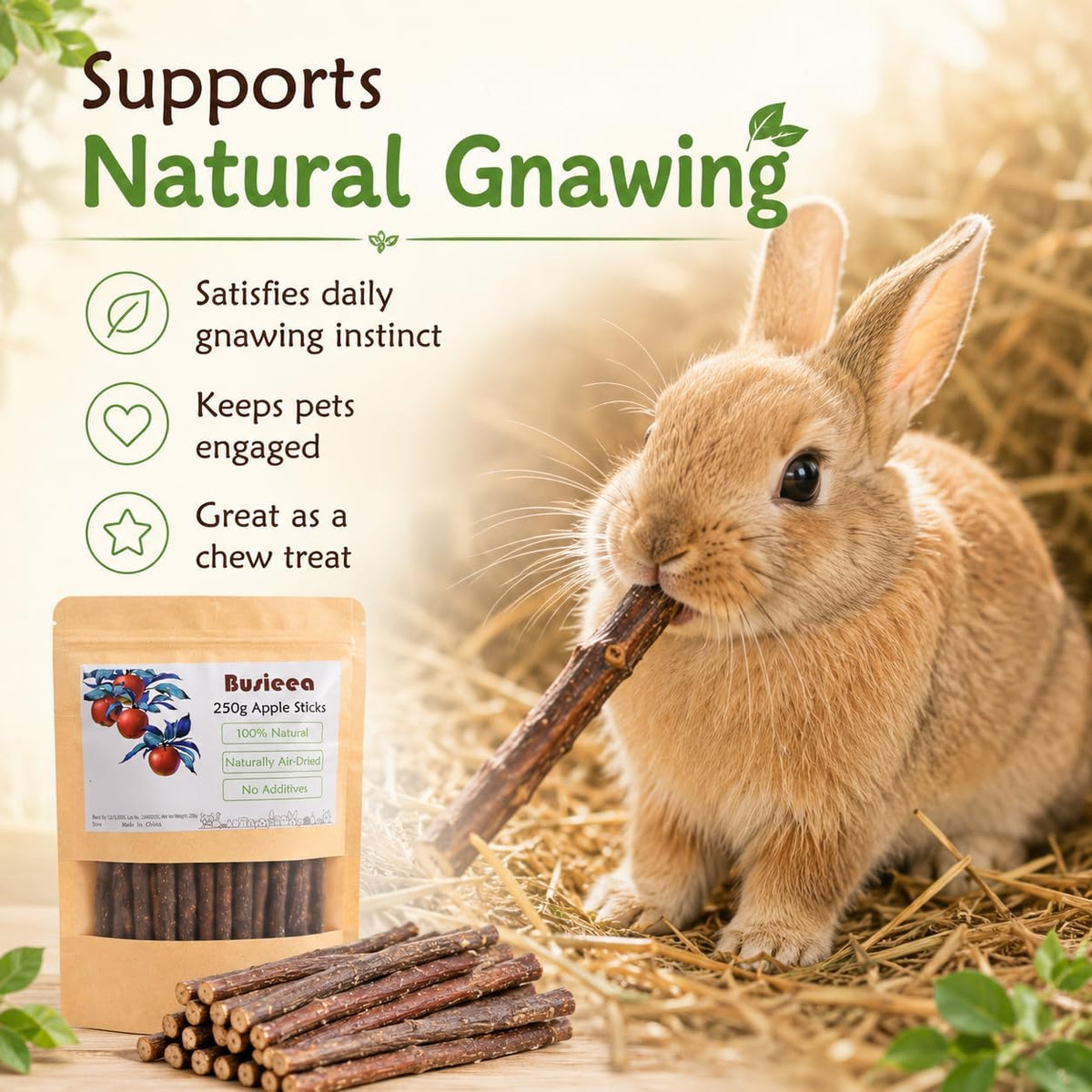 Apple Chew Sticks 100g Mini Molar Toys for Small Pets – Essentials for Small Pets - 3.6 Ounce (Pack of 1) - image 4