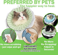 Soft Cat Cone Collar for Cats– Adjustable Lightweight Recovery E-Collar to Stop Licking, Scratching & Biting After Surgery, Comfortable Wound Healing Cone Alternative (Green, M)
