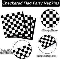 100 Pack Black and White Checkered Flag Party Napkins Disposable Race - 100 / Black and White Checkered - image 3