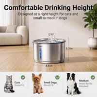NPET Cat Water Fountain Stainless Steel 1Gal/135oz Automatic Pet - Fountain +1 Filter +1 Sponge - image 4