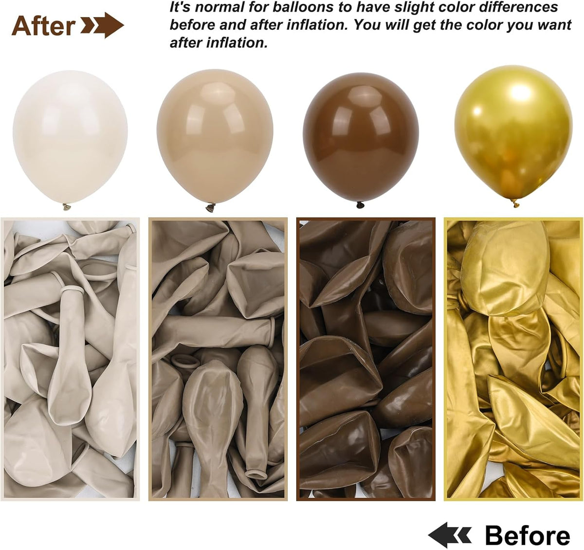 RUBFAC Gold Balloons Different Sizes Chrome Gold Balloon Arch Kit - Brown Series - image 3