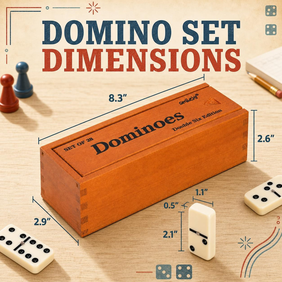 Smilejoy Double Six Dominoes Set for Adults - Jumbo Size - image 2