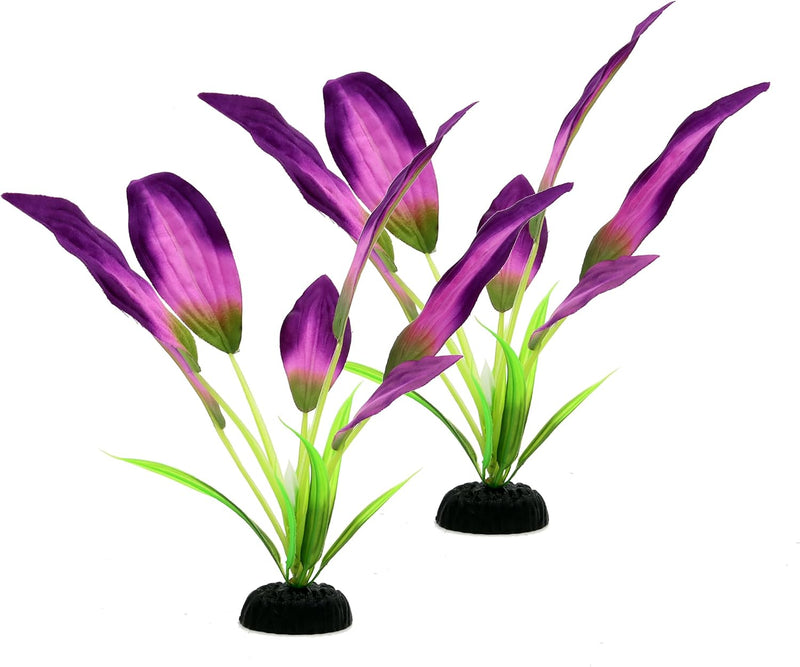 Silk Aquarium Plants for Betta Fish Tank - Purple / 8 Inch
