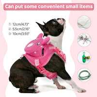 Dog Harness with Backpack - X-Small / Pink pig - image 4
