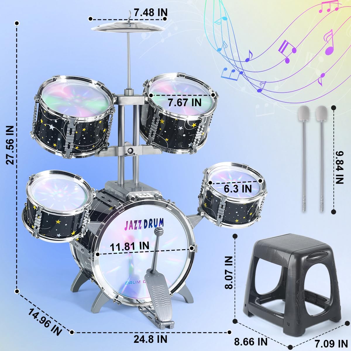 CAPTAIN CHAOWING Kids Drum Set for Toddlers 3-5 - image 2