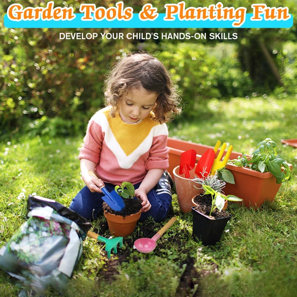 Katroiy 6 piece kids gardening tools with metal heads and wooden handles - view 4