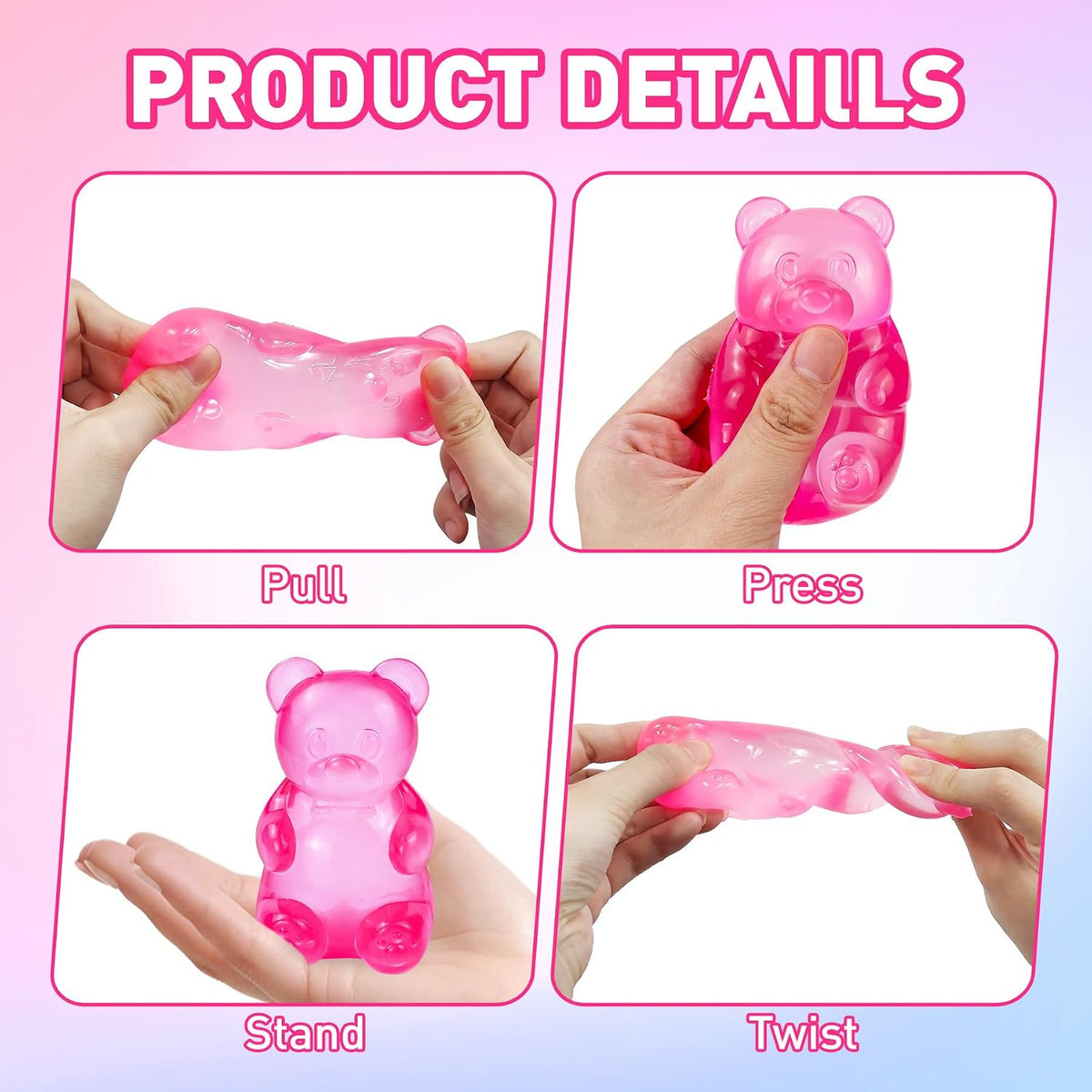 Bear Squishy, Stress Bear Taba Squishy - Rose - image 3