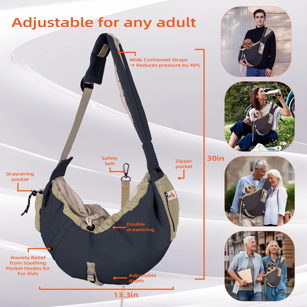 Dog Carrier Sling, Dog Carriers for Small Dogs Up to 20lbs - Black - image 4