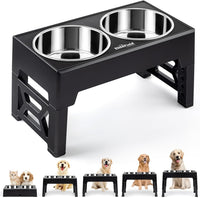 EliteField Elevated Dog Bowls - 2 Stainless Steel Bowls / Black