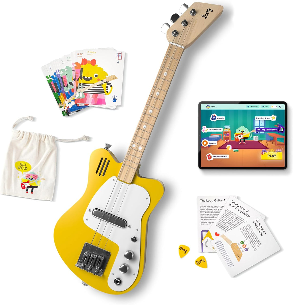 Loog Mini red 3-string electric guitar for kids with built-in amp - view 4