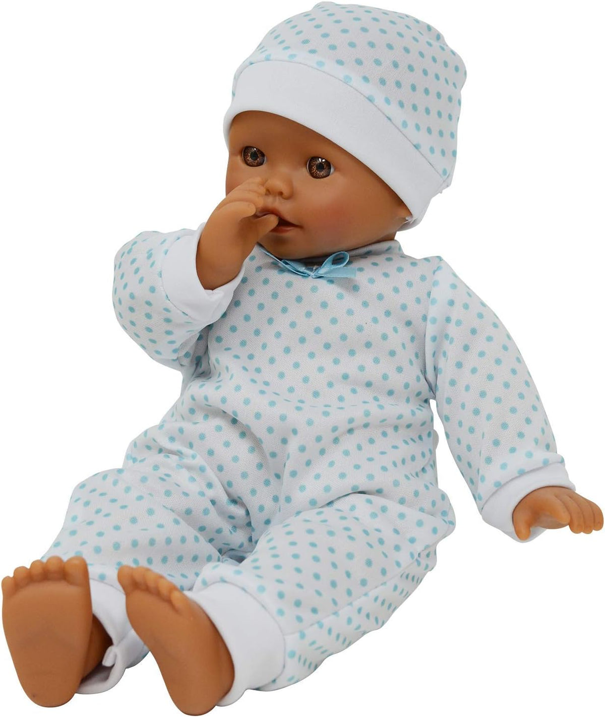 New York Doll Collection 11 inch soft body baby doll in polka dot onesie with pacifier and blanket - view 21