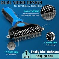 3PCS Dog Grooming Brush - Dog Brush for Shedding Massaging Bathing - Double Sided Shedding, Dematting Undercoat Rake - Self Cleaning Slicker Comb for Dogs and Cats with Long or Short Coats
