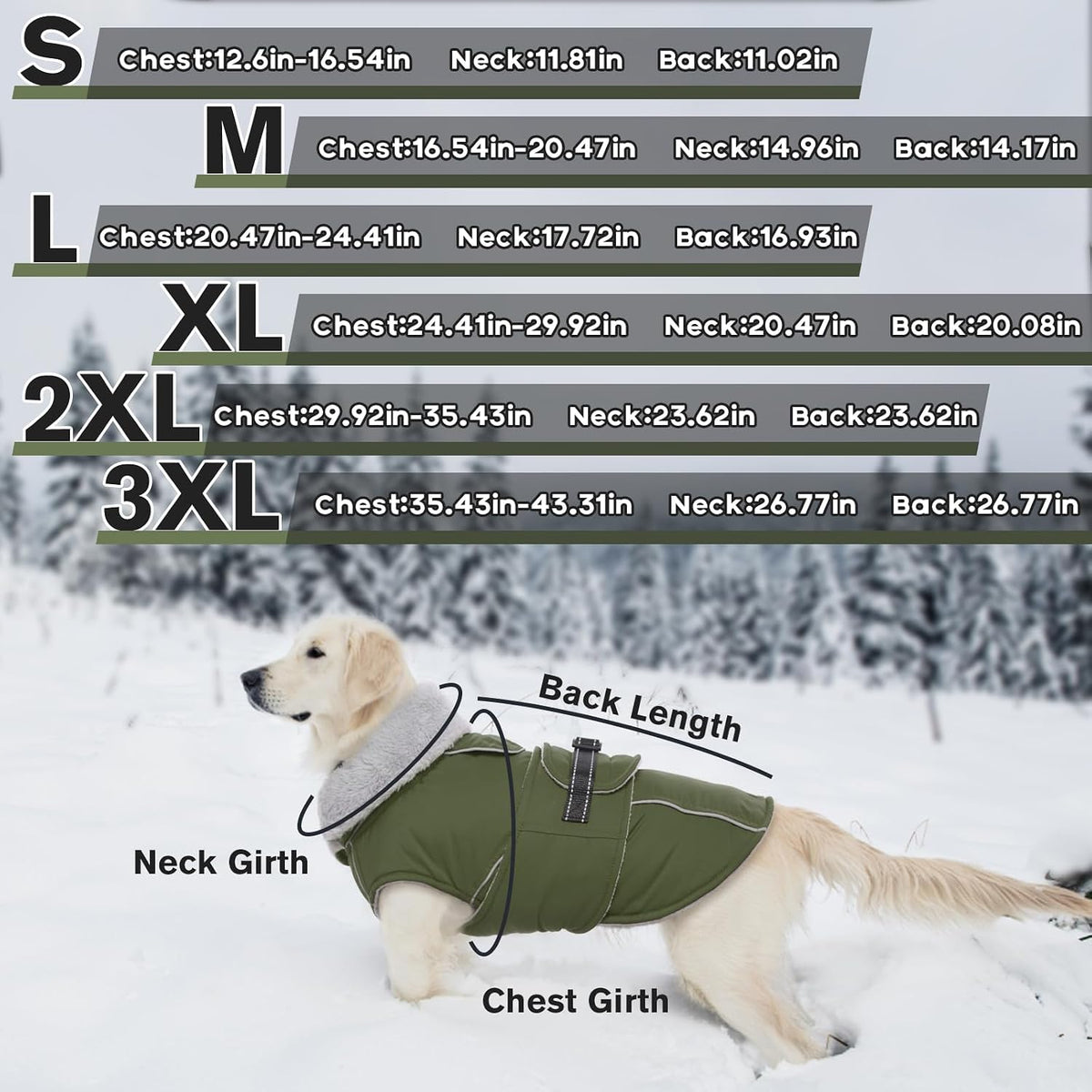 Dog Coats for Large Dogs Waterproof Dog Jacket with Adjustable Fit – Essentials for Dogs - 2XL / Army Green - image 4