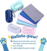 Sweet Paws Portable Dog Paw Towel, Lightweight & Super Absorbent Microfiber, Clips onto Leash, Quick Drying Towel for Dogs Paws with Silicone Case, Dry Dog’s Paws on The Go - 3 Pieces Set - Large