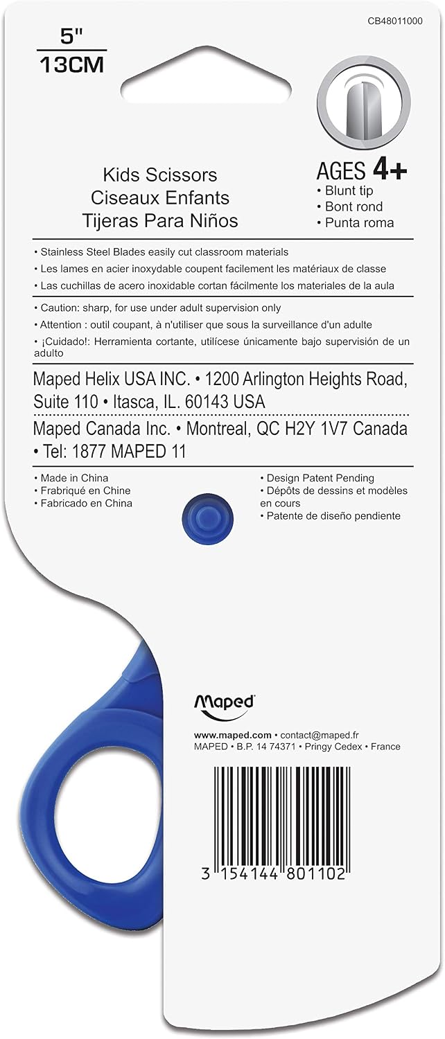 Maped 5 inch blunt tip kids scissors with stainless steel blades - view 2