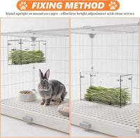 Acrylic Rabbit Hay Feeder with Lid, Transparent Hanging Food Dispenser Hay Feeder for Bunny Rabbits Guinea Pig Cage Chinchillas Hamsters Small Pets and Animals（Small