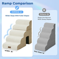 Dog Ramp for Large Dogs with Tunnel, 24" H 5 Steps for High Bed – Essentials for Dogs - 5-Steps Curved / Beige Fleece - image 3