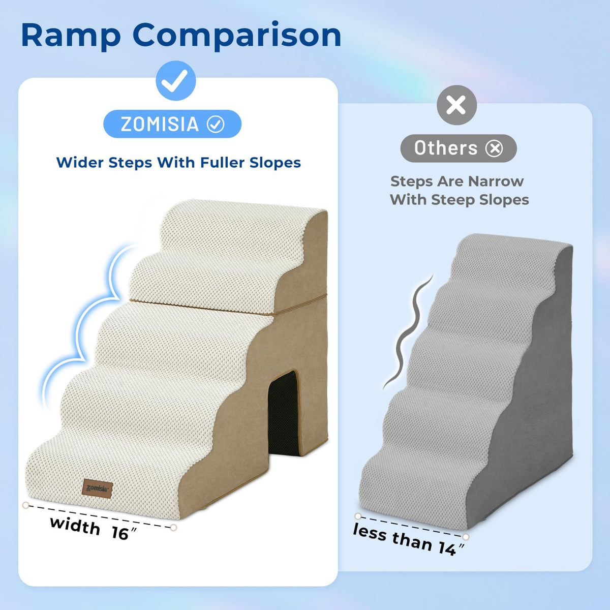 Dog Ramp for Large Dogs with Tunnel, 24" H 5 Steps for High Bed – Essentials for Dogs - 5-Steps Curved / Beige Fleece - image 3