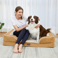 Comfort Expression Small Dog Beds Waterproof Cat Beds Orthopedic Foam Sofa Beds for Small Dogs Comfy Pet Bed with Washable Removable Cover & Non-Slip Bottom(XX-Small,Khaki)