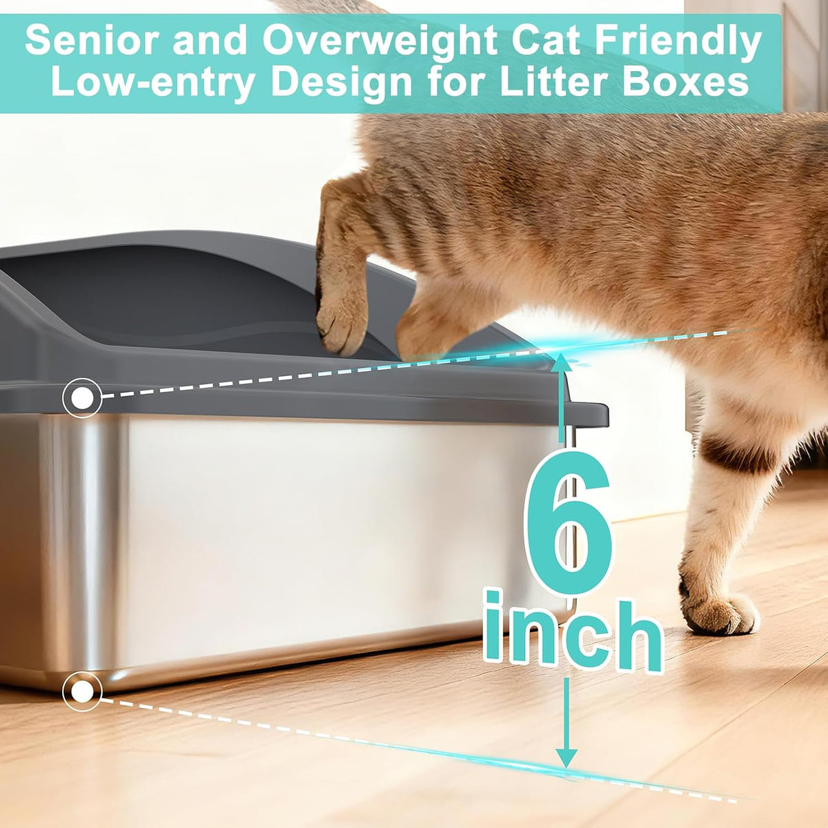 AIPERRO Stainless Steel Litter Box - Light Gray / X-Large - image 4