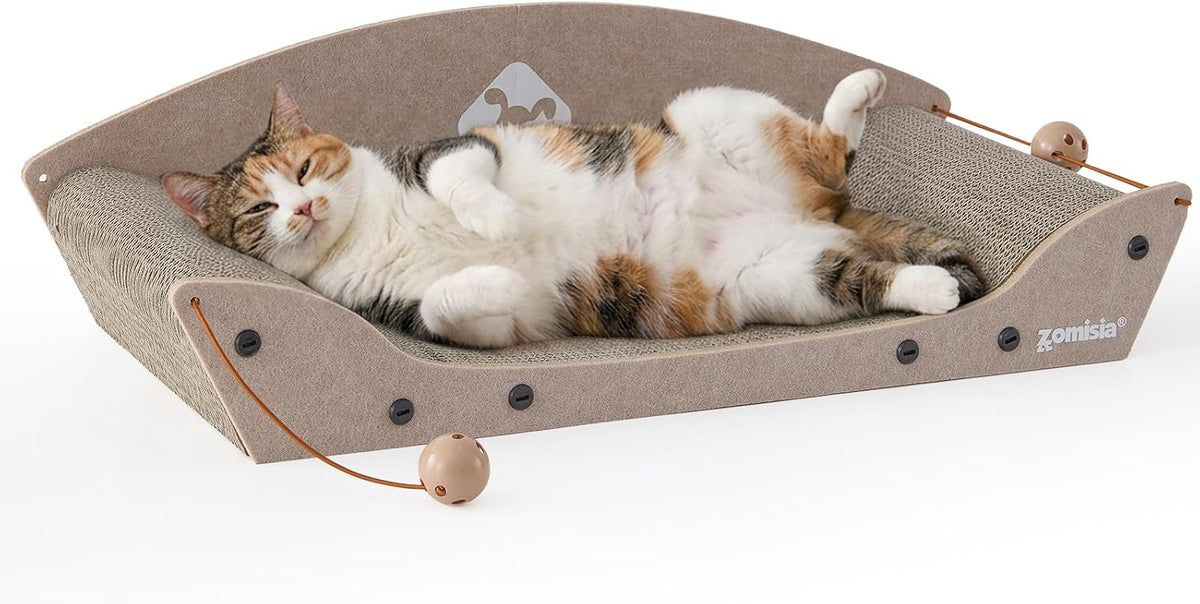26'' Cardboard Cat Scratcher Bed for Indoor Cats, 1PC, Brown – Essentials for Cats - 1PC-Camel