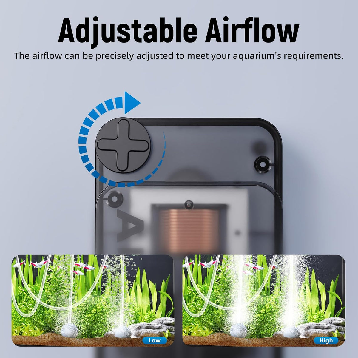 Aquarium Air Pump,Ultra-Quiet/Small Size/More Output Air Pump for Fish Tank 1.5w/29GPH/14Kpa,with - 1.5W/29GPH （20-40gal） - image 2