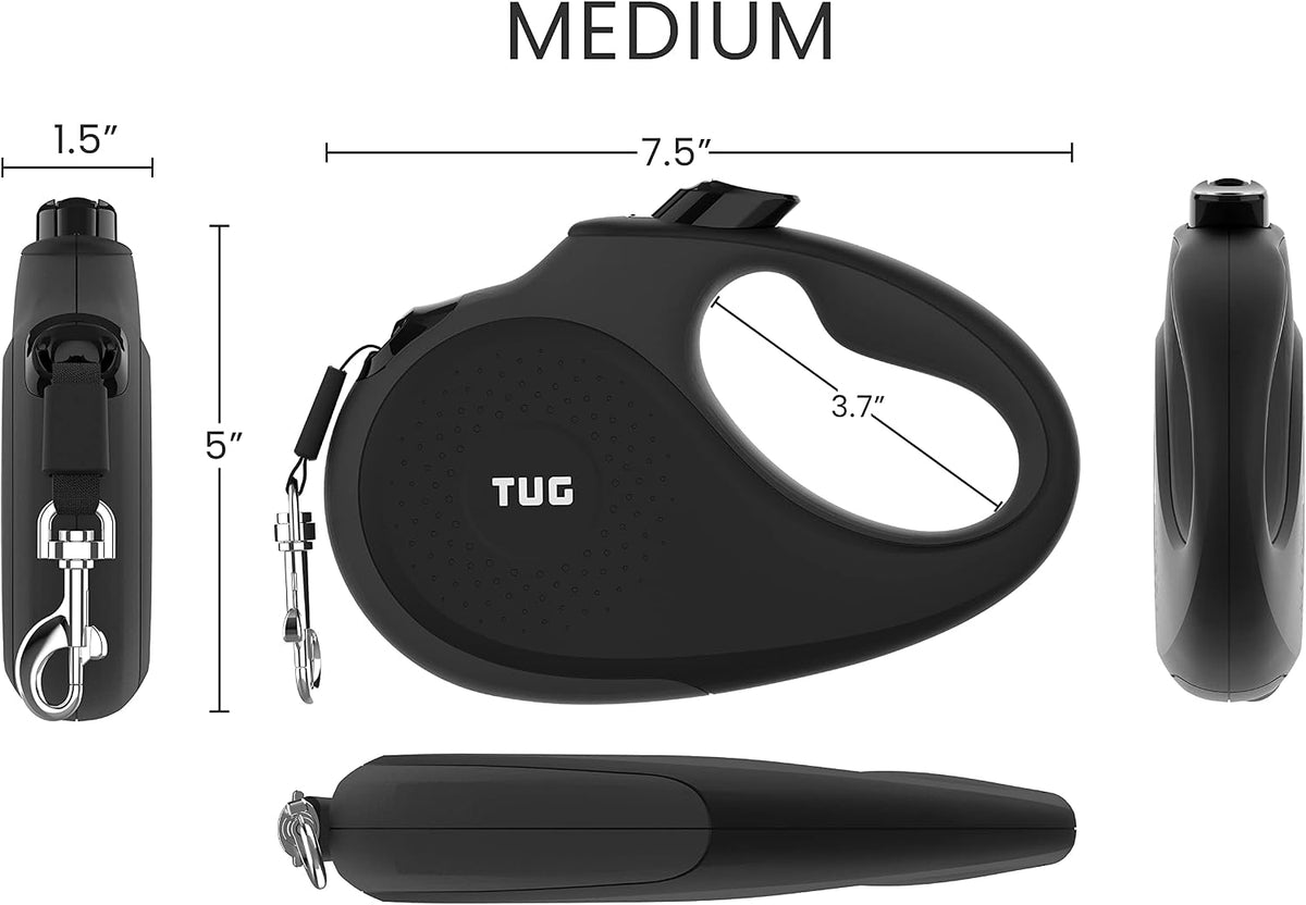 TUG Original Retractable Dog Leash - Black/Grey / Medium - image 2