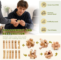VolksRose 12pcs Wooden Brain Teaser Puzzles - C-15pcs-4.5cm - image 2