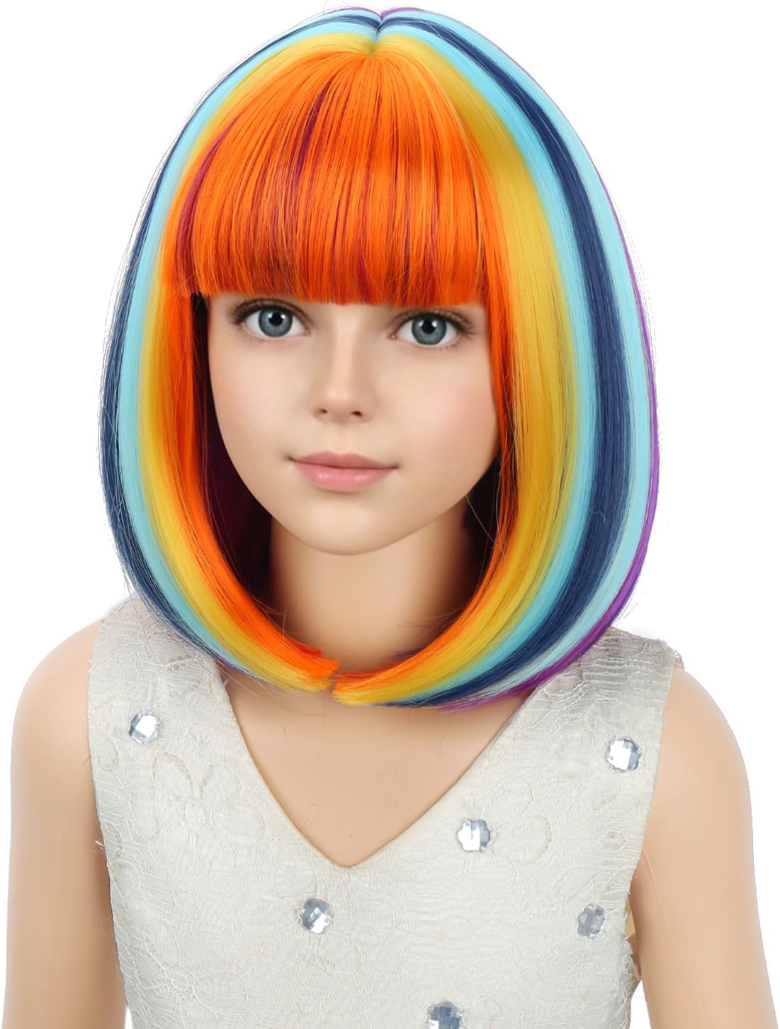 PATTNIUM kids dark blue short bob wig, synthetic with adjustable cap - view 6