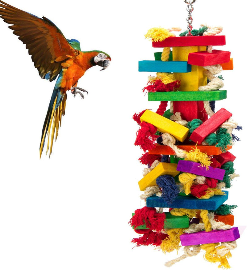 Extra Large Natural Wood Bird Toys for Macaws, African Grey - Long