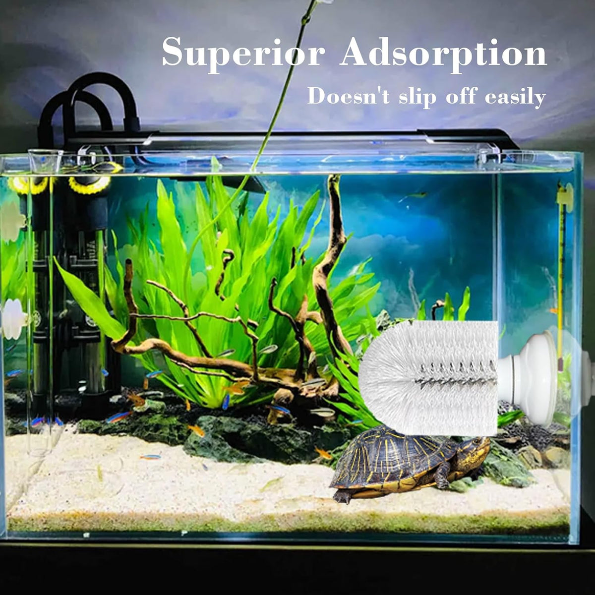 Turtle brush with screw-fastened suction cup for cleaning turtle shells - view 3