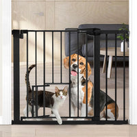 COMOMY Auto Close Pet Gate with Cat Door - Black / 30"Tall 40.5"Wide - image 2