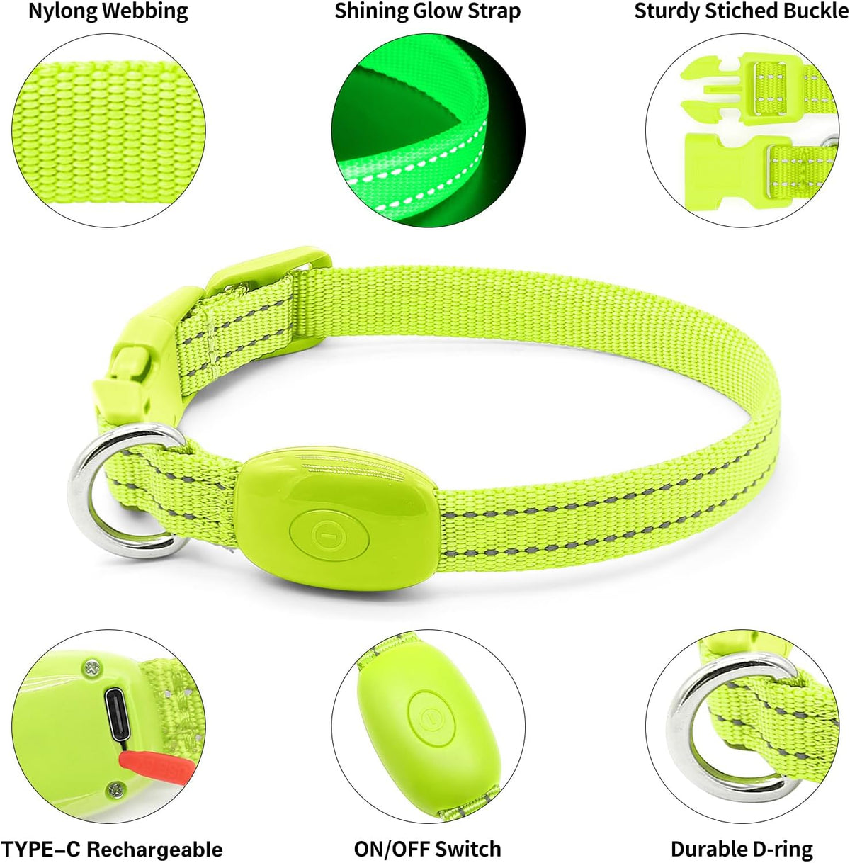 Light Up Collar for Small Dogs& Cats - XS (9.45-14inch / 24-35.5cm) / Green - image 3