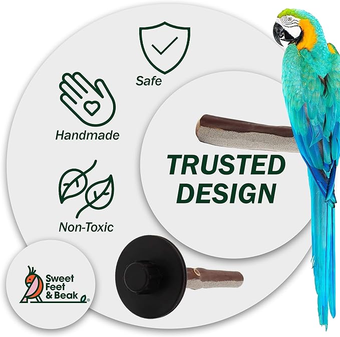 Superoost Manzanita Pumice Pedicure Perch- Easy to Install Bird Cage Accessories for Healthy Feet, Nails and Beak - Natural Bird Perches Imitates Birds' Life in The Wild - XS 8"
