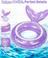 HeySplash Pool Floats Kids, Inflatable Swimming Rings – Fun for Kids & Family - C-Mermaid-Purple - image 3