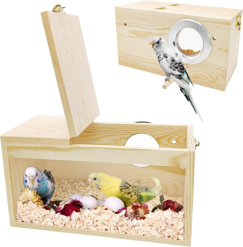 BNOSDM Parakeet Nesting Box Transparent Bird Nest Breeding Box - Horizontal Box / Medium