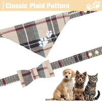 Dog Collar and Leash Set - Embroidery Floral Dog Bow Tie and Bandana Collar with Bell, Cute Flower - Beige / X-Small - image 4