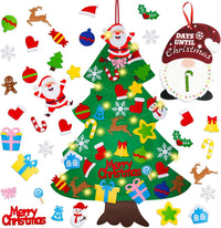 Felt Christmas Tree for Toddlers with Snowflake Light + 32 Ornament - C-gnome