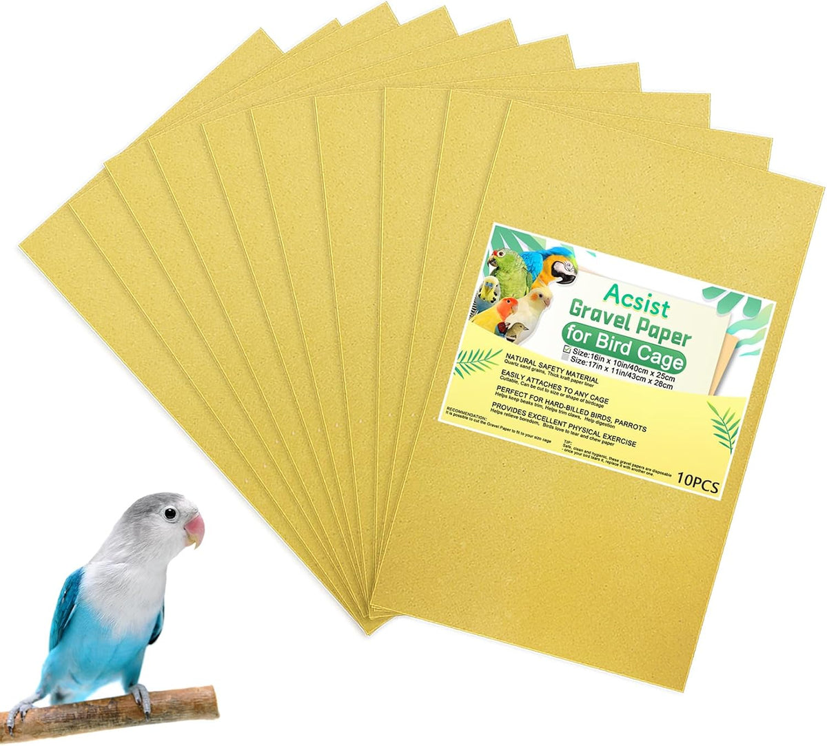 10PCS Gravel Paper for Bird Cage - 16”x 10”-10PCS